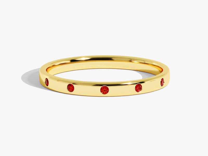 Garnet Flush Set Ring in 14k Solid Gold