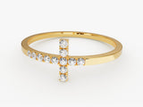 Gold cross ring with diamonds, fine jewelry