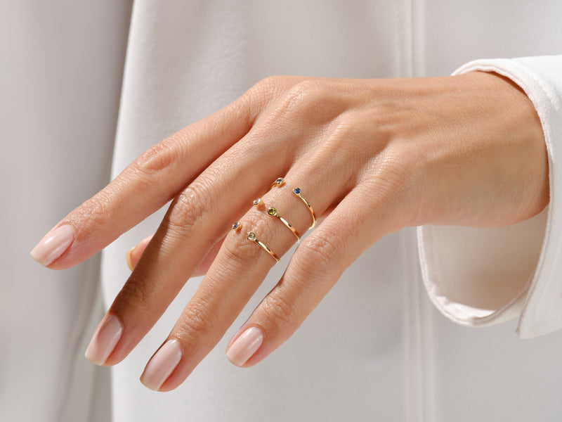 Pink Tourmaline Bezel Set Open Cuff Ring in 14k Solid Gold