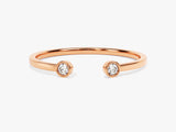 Diamond Birthstone Bezel Set Open Cuff Ring in 14k Solid Gold