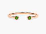 Emerald Bezel Set Open Cuff Ring in 14k Solid Gold