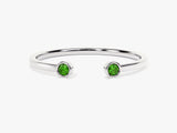 Emerald Bezel Set Open Cuff Ring in 14k Solid Gold