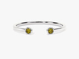 Peridot Bezel Set Open Cuff Ring in 14k Solid Gold