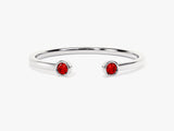 Garnet Bezel Set Open Cuff Ring in 14k Solid Gold