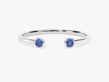 Sapphire Bezel Set Open Cuff Ring in 14k Solid Gold