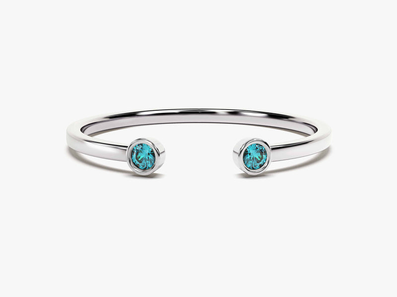 Birthstone Bezel Set Open Cuff Ring