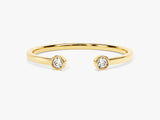 Diamond Birthstone Bezel Set Open Cuff Ring in 14k Solid Gold