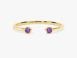 Birthstone Bezel Set Open Cuff Ring