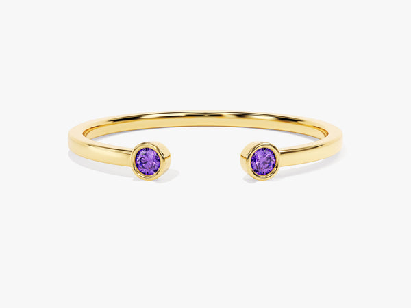 Birthstone Bezel Set Open Cuff Ring