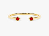 Garnet Bezel Set Open Cuff Ring in 14k Solid Gold