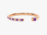 Amethyst Pave Set Open Ring in 14k Solid Gold