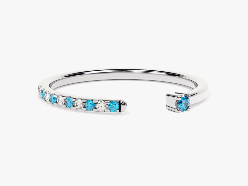 Birthstone Pave Set Open Ring