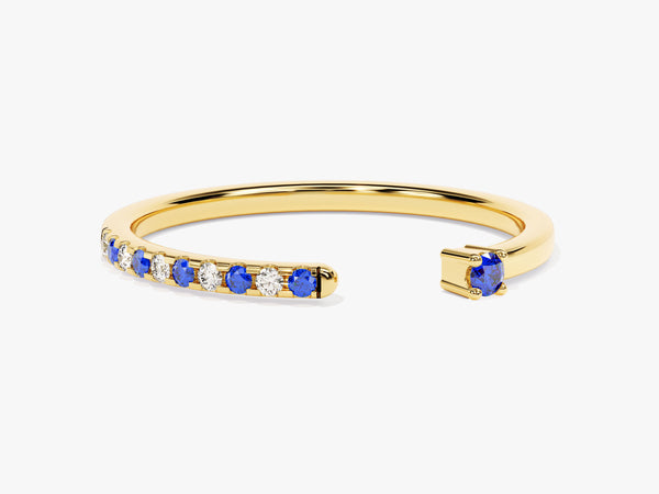 Sapphire Pave Set Open Ring in 14k Solid Gold