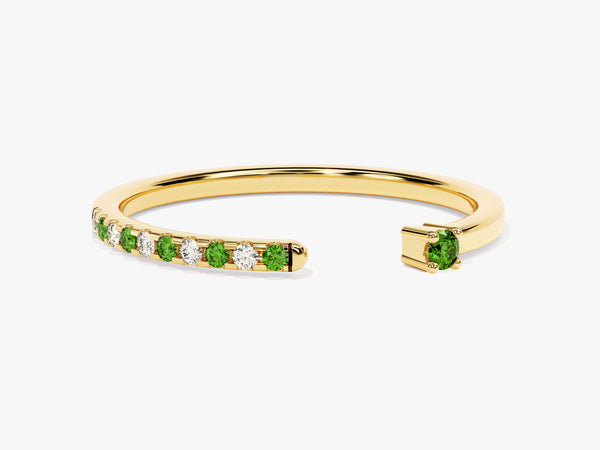Emerald Pave Set Open Ring in 14k Solid Gold