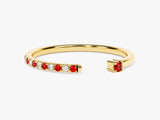 Garnet Pave Set Open Ring in 14k Solid Gold