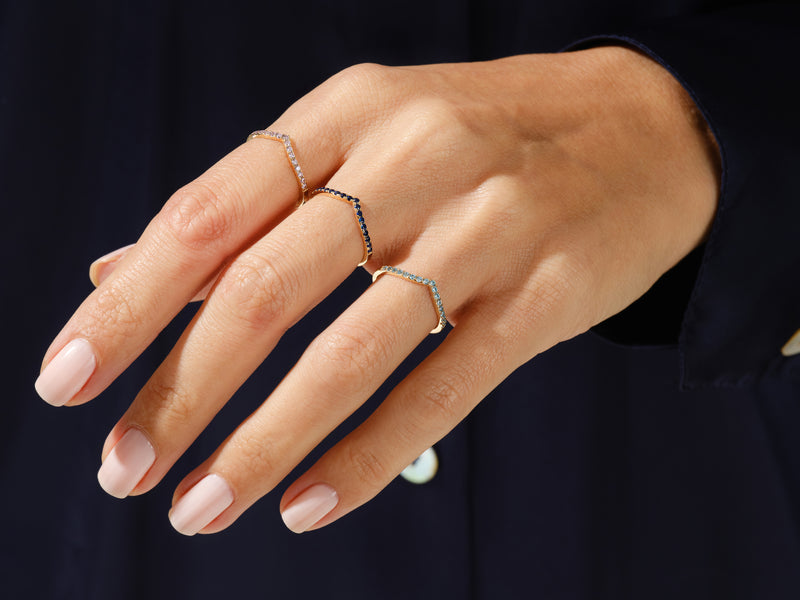 Garnet Curved Ring in 14k Solid Gold