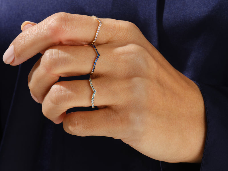 Garnet Curved Ring in 14k Solid Gold