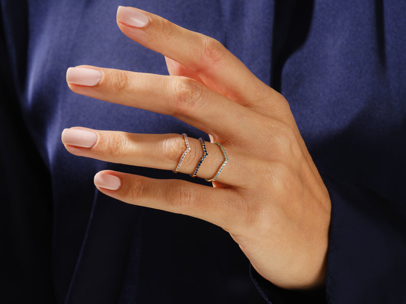 Garnet Curved Ring in 14k Solid Gold