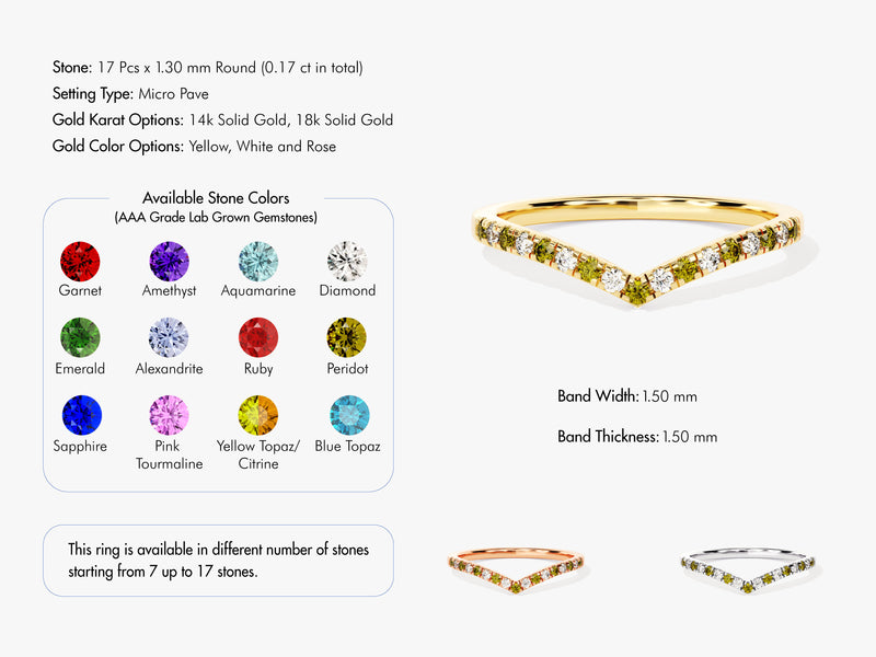 Alternating Peridot Curved Ring in 14k Solid Gold