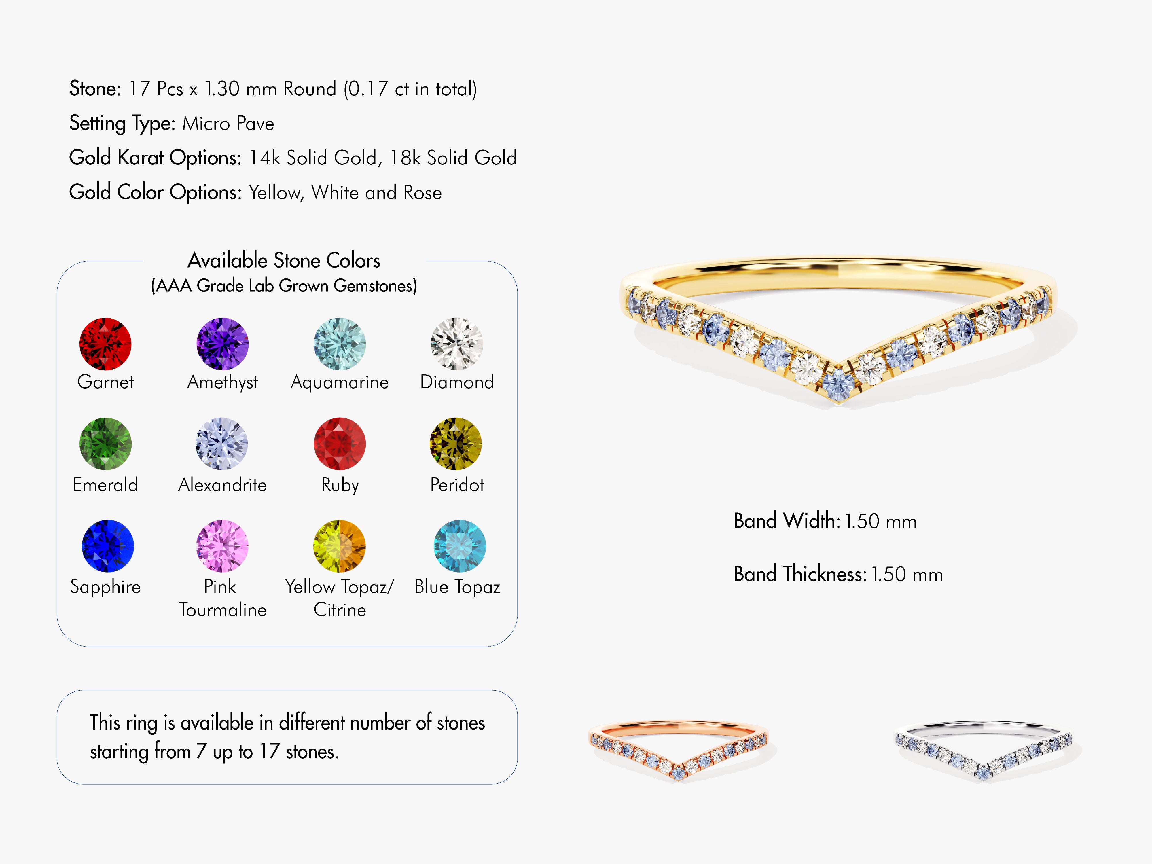 Alexandrite Curved Ring in 14k Solid Gold