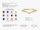 Alternating Diamond Birthstone Curved Ring in 14k Solid Gold