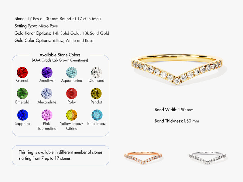 Alternating Diamond Birthstone Curved Ring in 14k Solid Gold