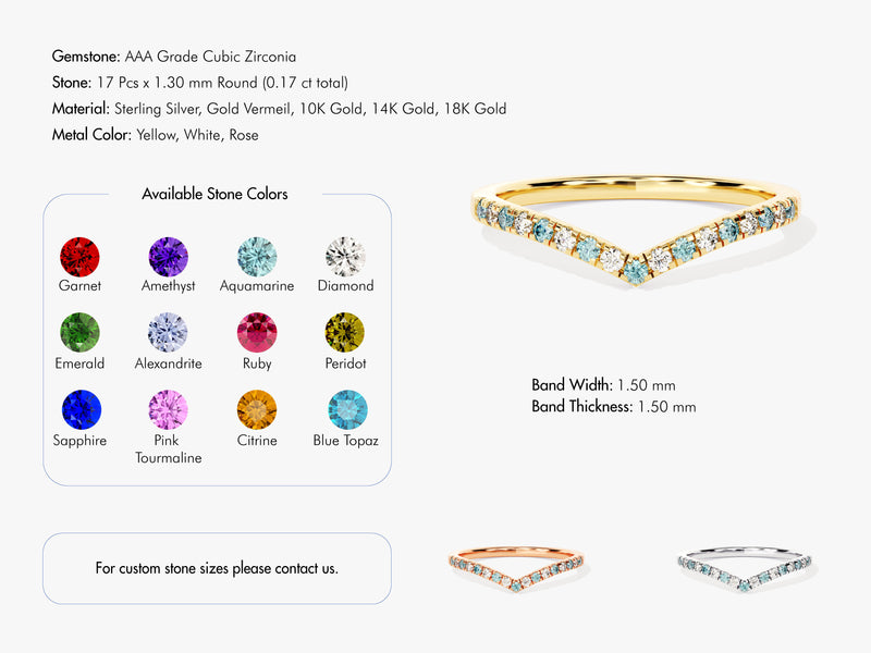 Alternating Amethyst Curved Ring in 14k Solid Gold