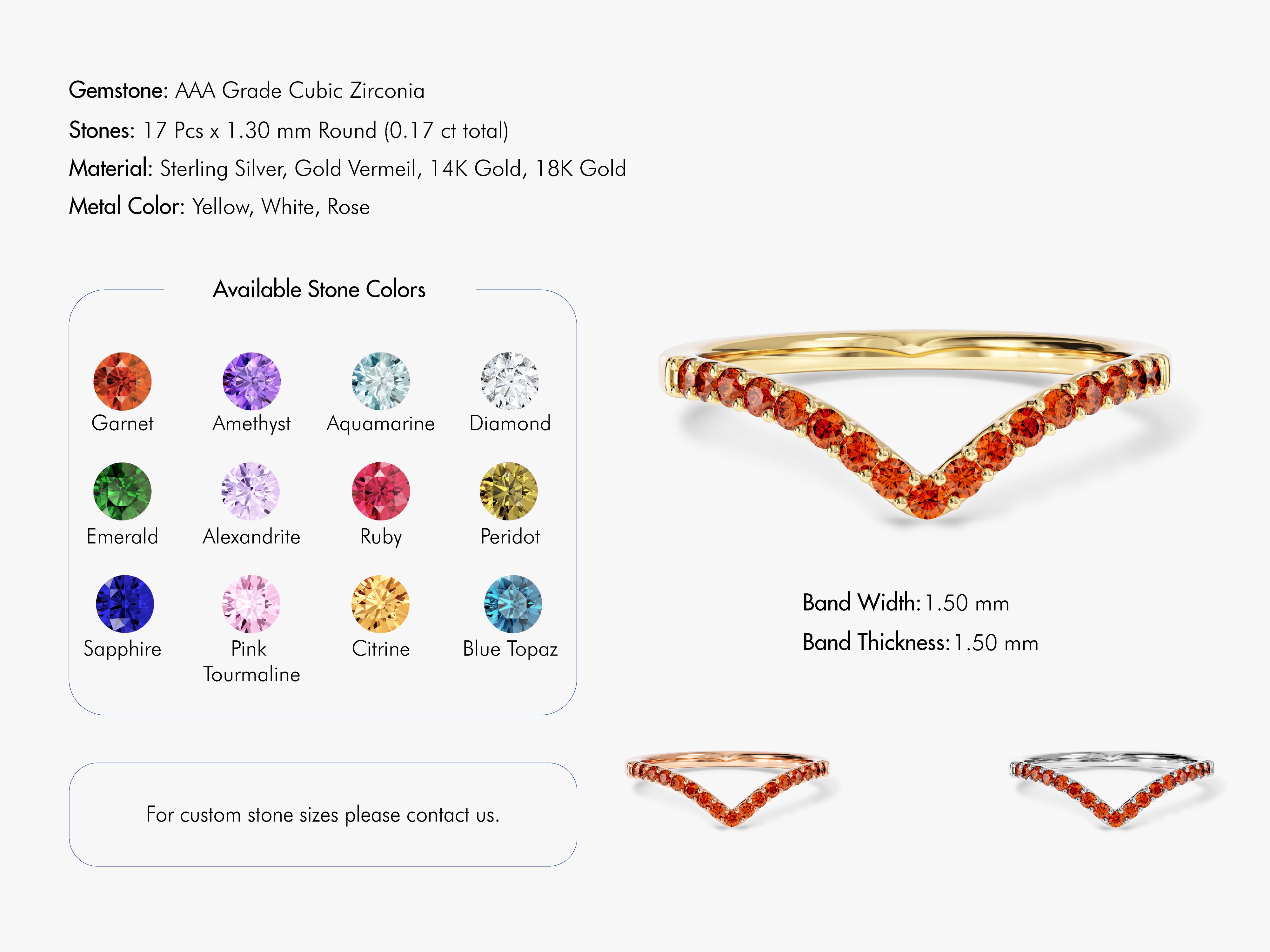 Birthstone Curved Ring