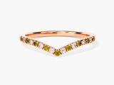 Alternating Peridot Curved Ring in 14k Solid Gold