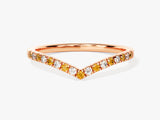 Alternating Citrine Curved Ring in 14k Solid Gold