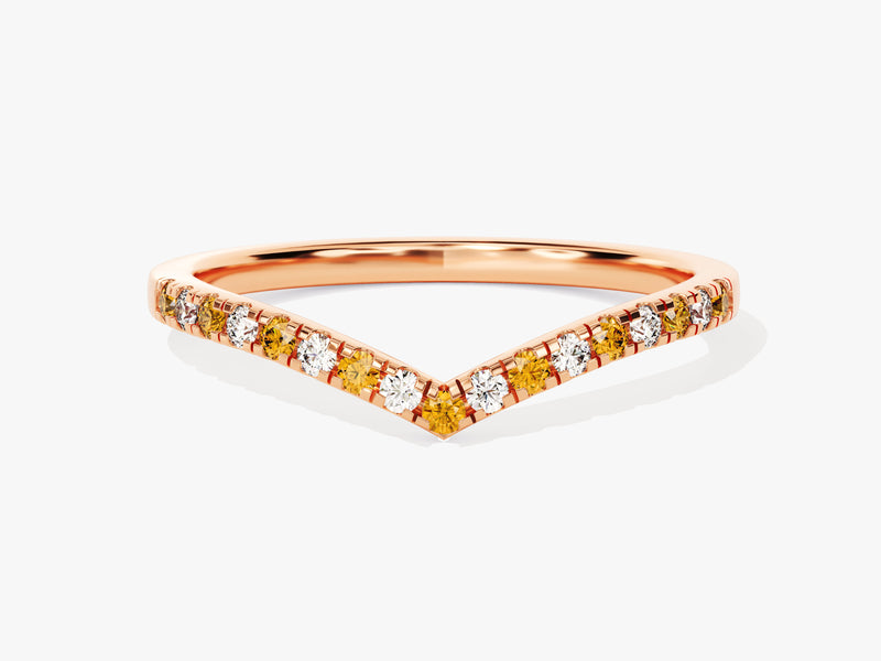 Alternating Citrine Curved Ring in 14k Solid Gold