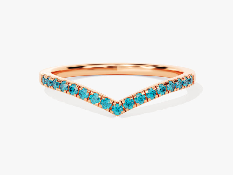 Blue Topaz Curved Ring in 14k Solid Gold