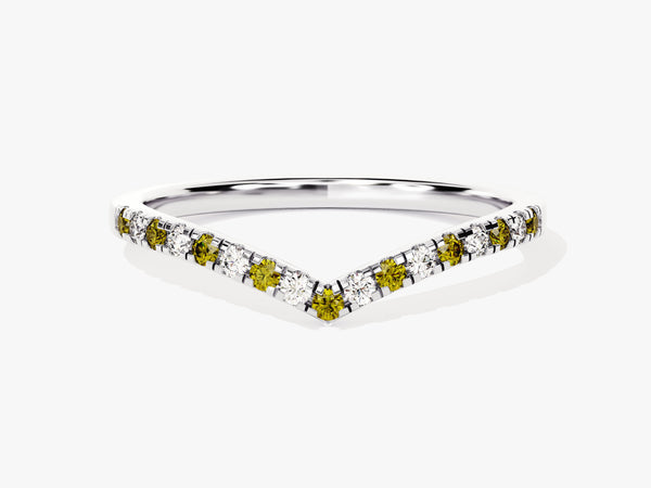 Alternating Peridot Curved Ring in 14k Solid Gold