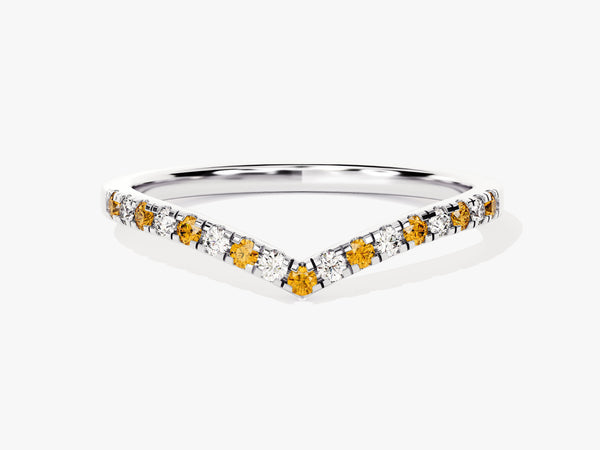Alternating Citrine Curved Ring in 14k Solid Gold