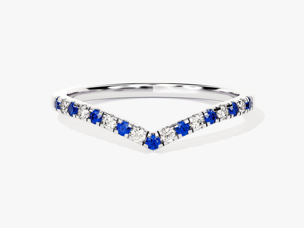 Alternating Sapphire Curved Ring in 14k Solid Gold