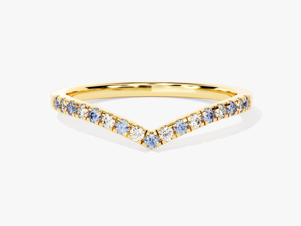 Alternating Alexandrite Curved Ring in 14k Solid Gold
