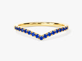 Sapphire Curved Ring in 14k Solid Gold