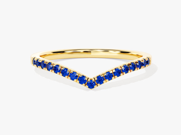 Sapphire Curved Ring in 14k Solid Gold