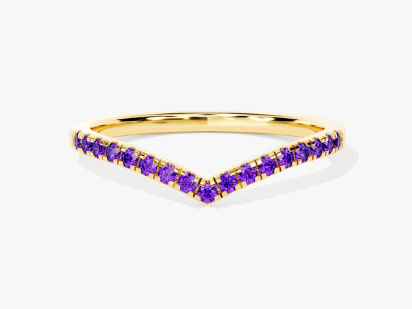 Amethyst Curved Ring in 14k Solid Gold