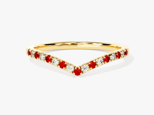 Alternating Ruby Curved Ring in 14k Solid Gold