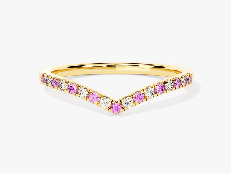 Alternating Birthstone Curved Ring