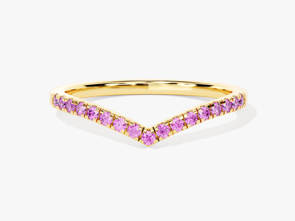 Pink Tourmaline Curved Ring in 14k Solid Gold