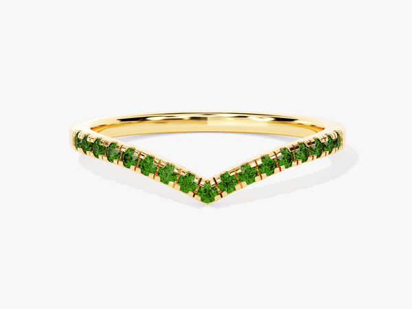Emerald Curved Ring in 14k Solid Gold
