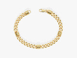 14k Solid Gold 6.5mm Cuban Chain Beaded Charm Bracelet