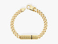 14k Solid Gold Cuban Chain Bracelet with Black Diamonds
