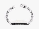 14k Solid Gold Bold Cuban Chain Bracelet with Black Diamonds