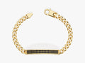 14k Solid Gold Bold Cuban Chain Bracelet with Black Diamonds