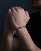 14k Solid Gold Bold Cuban Chain Bracelet with Black Diamonds