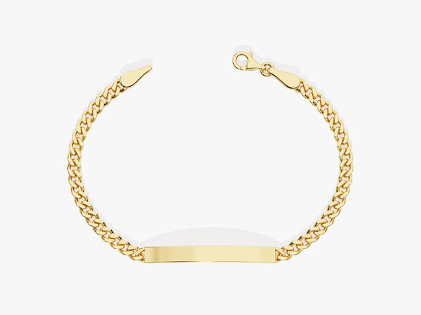 14k Solid Gold 5.0mm Cuban Chain Tag Bracelet