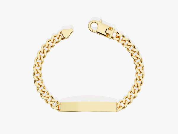 14k Solid Gold 6.5mm Cuban Chain Tag Bracelet